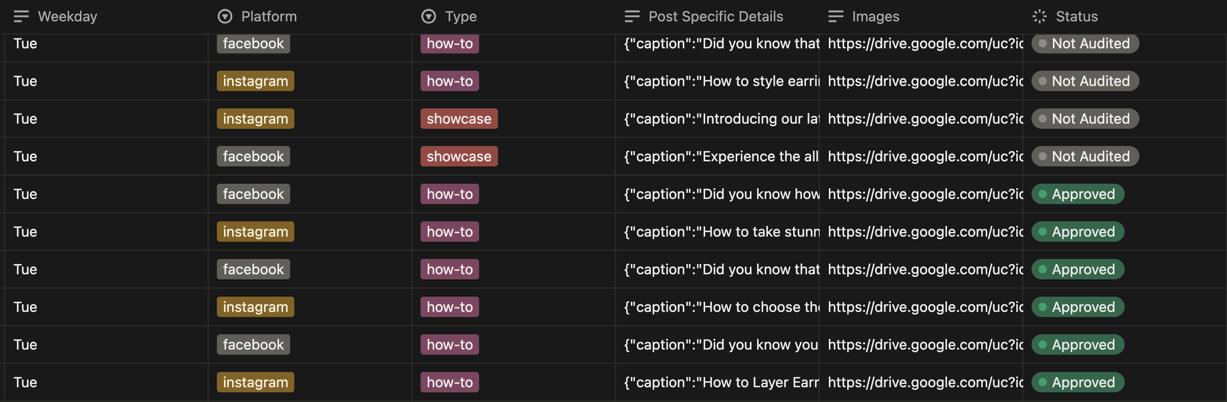 Notion database
